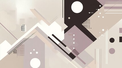 Abstract geometric composition featuring a blend of shapes and neutral colors, showcasing circles and lines in a modern artistic design
