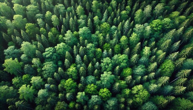 Aerial View of a Lush Green Forest Canopy: Nature's Serenity for Eco-Themed Designs, Backgrounds, and Holiday Celebrations