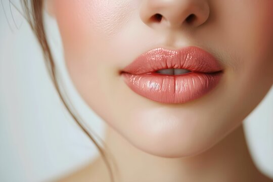 Perfect natural lip makeup. Lip Protection. Close up beautiful female mouth, Lip Care And Beauty Concept, Perfect natural lip makeup.
