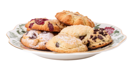 A plate of posh biscuits isolated on a transparent background