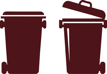 Set of bin silhouette isolated on white background collection