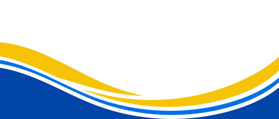 White background with blue and yellow abstract waves for website design