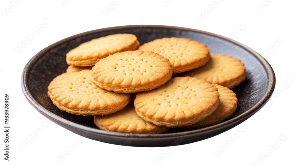 Wall mural A plate of posh biscuits isolated on a transparent background