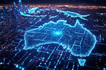Digital map of australia network connectivity created with generative ai