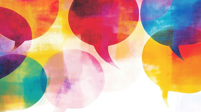 Colorful speech bubbles in vibrant hues creating a playful atmosphere, suitable for creative projects or communication concepts