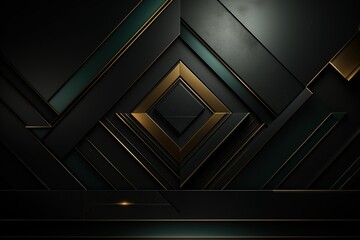 Obraz premium Abstract geometric black, gold and green pattern.