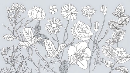 Seamless Pattern Abstract leaves and flower background