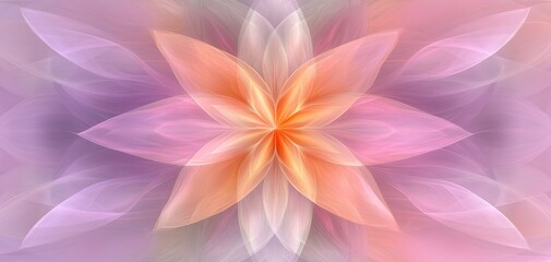 Fototapeta premium Delicate Peach and Lavender Floral Fractal A Symmetrical Textured Abstract Design with a Soft Focus