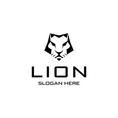 Lion head logo Pentagon shape icon. Vector illustration. Suitable for your design need, logo, illustration, animation, etc.