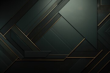 Abstract geometric dark background with gold lines.