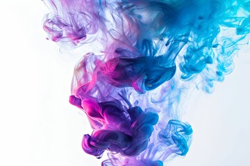 Fototapeta premium Color Mixing of Blue and purple Smoke Ink in Water. colorful explosions Abstract white background, Colorful smoke background, art, magic explosion