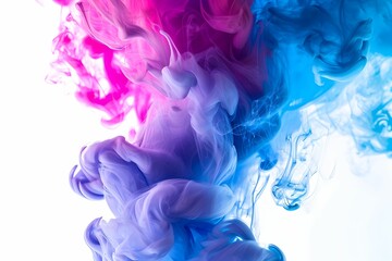 Fototapeta premium Color Mixing of Blue and purple Smoke Ink in Water. colorful explosions Abstract white background, Colorful smoke background, art, magic explosion