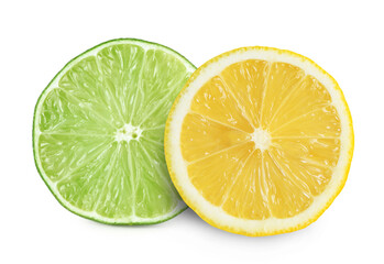 Fresh lemon and lime isolated on white