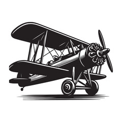 Vintage aeroplane illustration on white background, Old aircraft illustration. elements for logo, label, emblem, sign. illustration