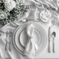 dinning tabel on plates with white background  " ai generated " 