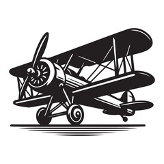 Vintage aeroplane illustration on white background, Old aircraft illustration. elements for logo, label, emblem, sign. illustration