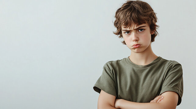 Teenage Rebellion: Frustrated Teen with Defiant Posture in Everyday Attire