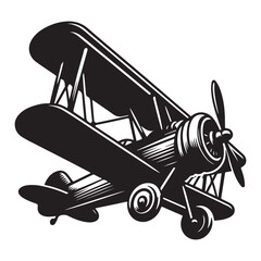 Vintage aeroplane illustration on white background, Old aircraft illustration. elements for logo, label, emblem, sign. illustration © Sadia