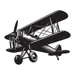 Vintage aeroplane illustration on white background, Old aircraft illustration. elements for logo, label, emblem, sign. illustration