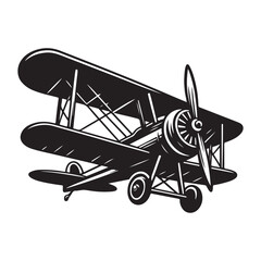 Vintage aeroplane illustration on white background, Old aircraft illustration. elements for logo, label, emblem, sign. illustration
