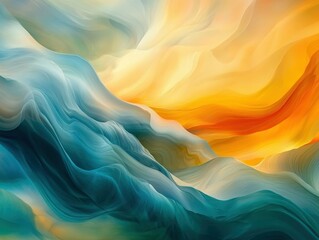 Obraz premium Abstract waves of blue and orange flowing together in harmony