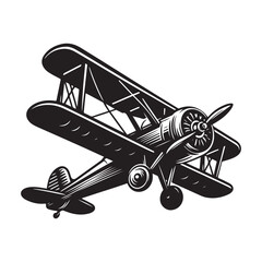 Vintage aeroplane illustration on white background, Old aircraft illustration. elements for logo, label, emblem, sign. illustration