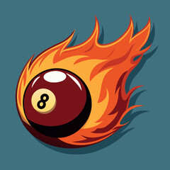 Flaming Pool Ball Vector Design Illustration