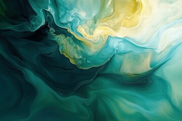 Abstract fluid art in blue and yellow hues on a textured background