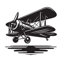 Vintage aeroplane illustration on white background, Old aircraft illustration. elements for logo, label, emblem, sign. illustration