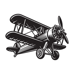 Vintage aeroplane illustration on white background, Old aircraft illustration. elements for logo, label, emblem, sign. illustration