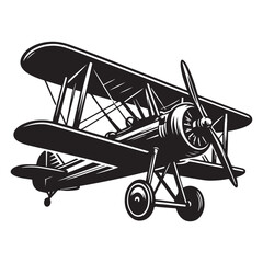 Vintage aeroplane illustration on white background, Old aircraft illustration. elements for logo, label, emblem, sign. illustration