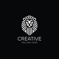Lion head geometric vector logo design 