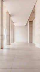 Obraz premium Minimalist empty room with large arches, neutral colors and natural lighting. Architectural concept image for luxury Real Estate.