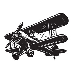 Vintage aeroplane illustration on white background, Old aircraft illustration. elements for logo, label, emblem, sign. illustration