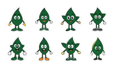 Vector leaf mascots for graphic design.
