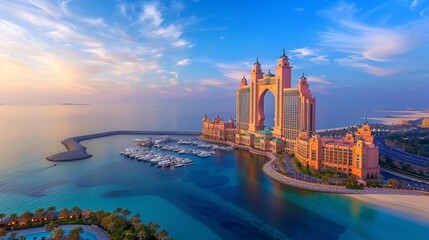 Fototapeta premium Atlantis The Palm, Dubai is a luxury resort hotel located atop the Palm Jumeirah in the United Arab Emirates 