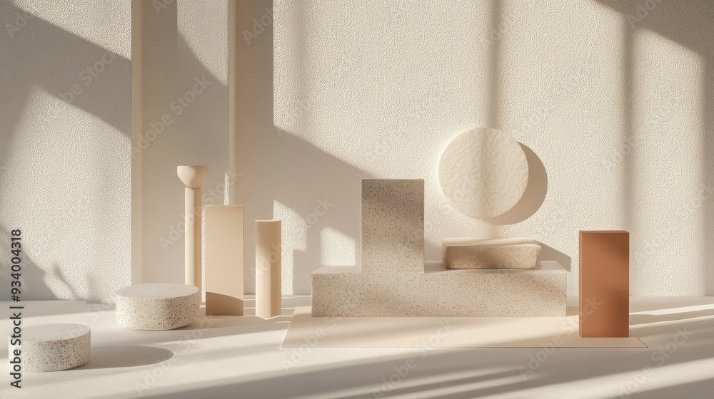 Poster Abstract Geometric Shapes with Sunlit Shadows and Textured Surfaces