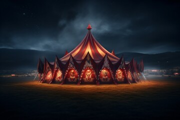 Creepy Circus Tent Under a Starry Night