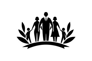 A minimalist linocut vector family logo