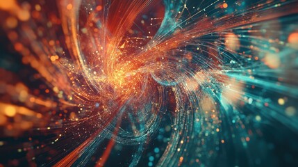 Abstract Swirling Light Pattern with Orange and Blue Hues