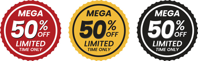 Super sale discount badges or sale offer 50, 40, percent off badge. price tag design template vector
