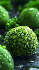 Avocado with Water Drops, Photo Realistic, Abstract Image, Texture, Pattern Background, Wallpaper, Cover and Screen of Smartphone, Cell Phone, Computer, Laptop, 9:16 and 16:9 Format