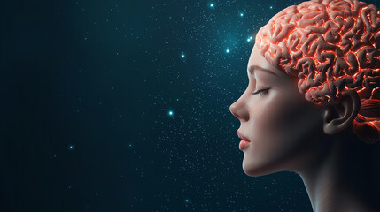 A surreal depiction of a human head with an illuminated brain, symbolizing creativity and the depths of human thought.