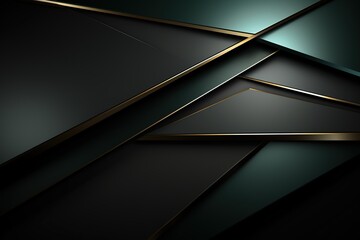 Abstract geometric design with black, green, and gold colors.