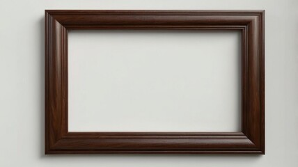 Empty wooden picture frame on a plain background