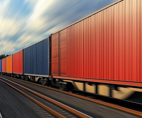 Obraz premium Güterzug mit Containern