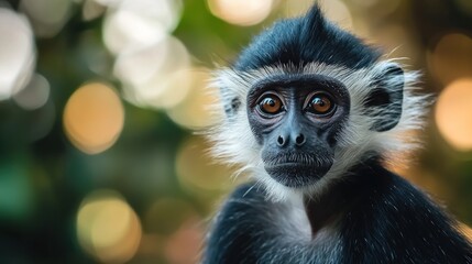 Fototapeta premium Curious Black and White Monkey