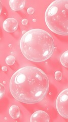 White Soap Bubbles on Pink Background, Abstract Image, Texture, Pattern, Wallpaper, Cover and Screen of Smartphone, Cell Phone, Computer, Laptop, 9:16 and 16:9 Format