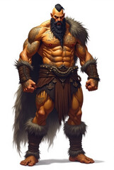 Fototapeta premium Barbarian of Dark Fantasy Realm , dark fantasy aesthetic, high-detail illustration, epic fantasy artwork, character concept art, rich color palette, dark and gritty style.