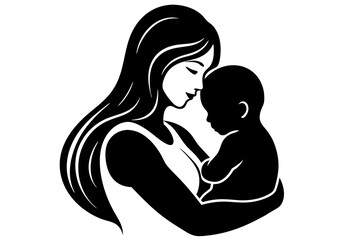 A realistic mother and baby logo design